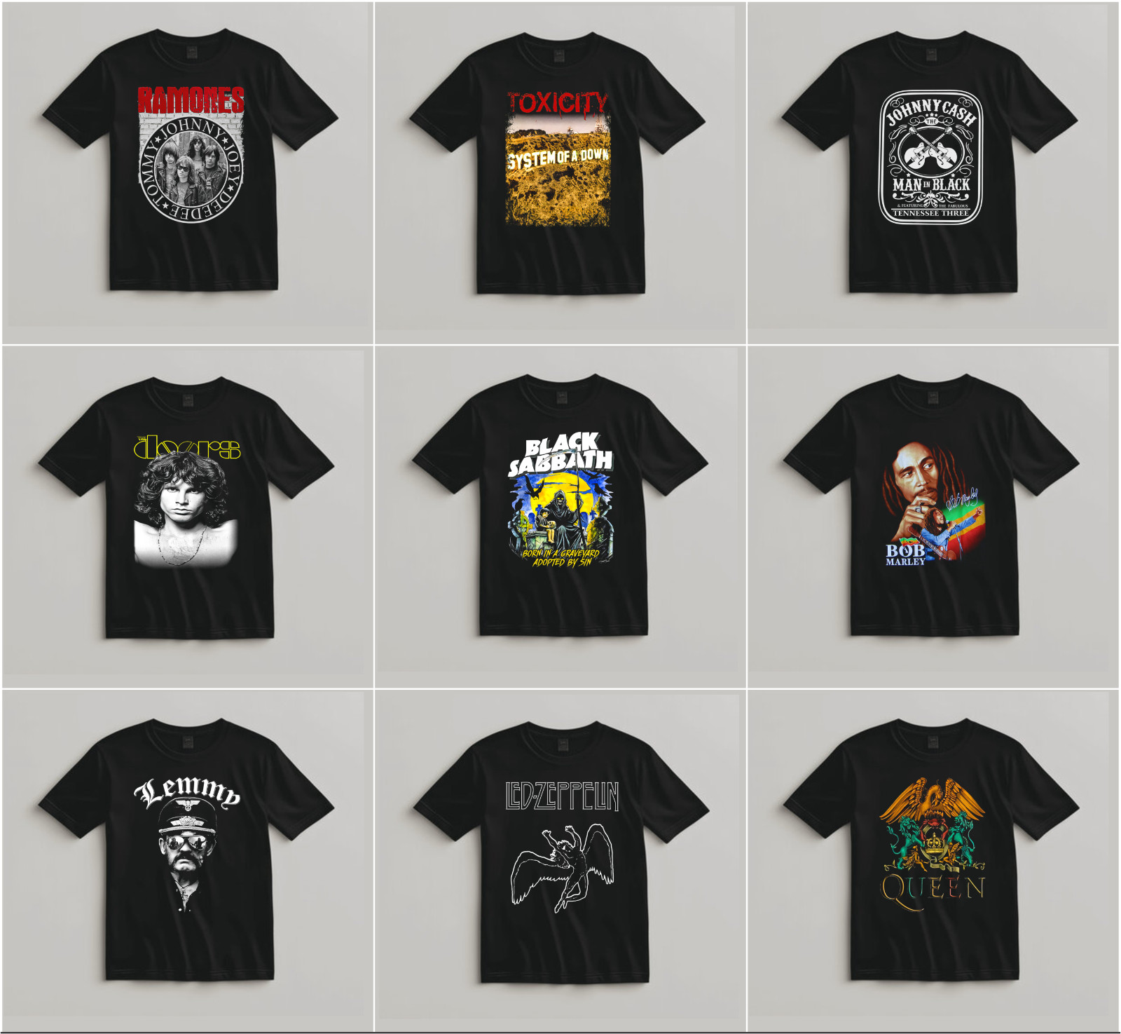 Lot of 3 Mens Rock Band Graphic T-Shirts Music Tee Bundle Concert Tour Shirts gallery