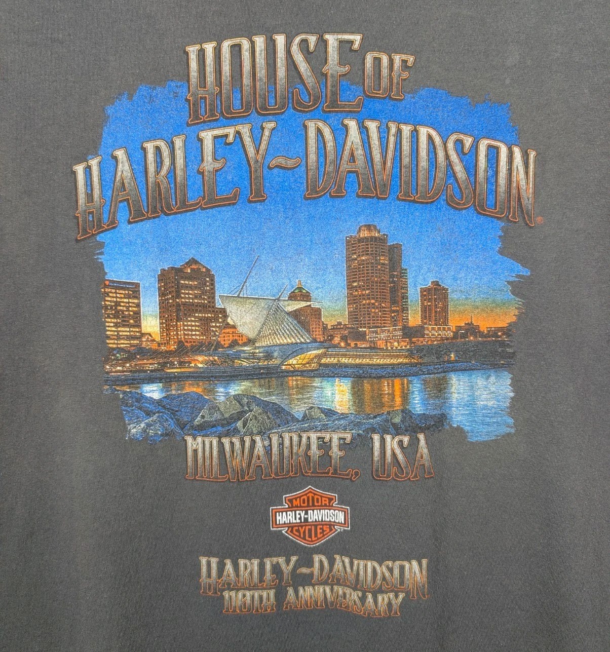 Harley Davidson Tee Men 3XL Grey Milwaukie, USA 110th Anniv.