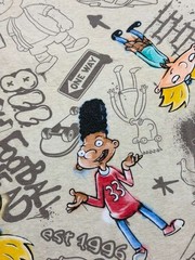 Nickelodeon Hey Arnold! All Over Print Graphic T-Shirt Mens Size S Heather Tan