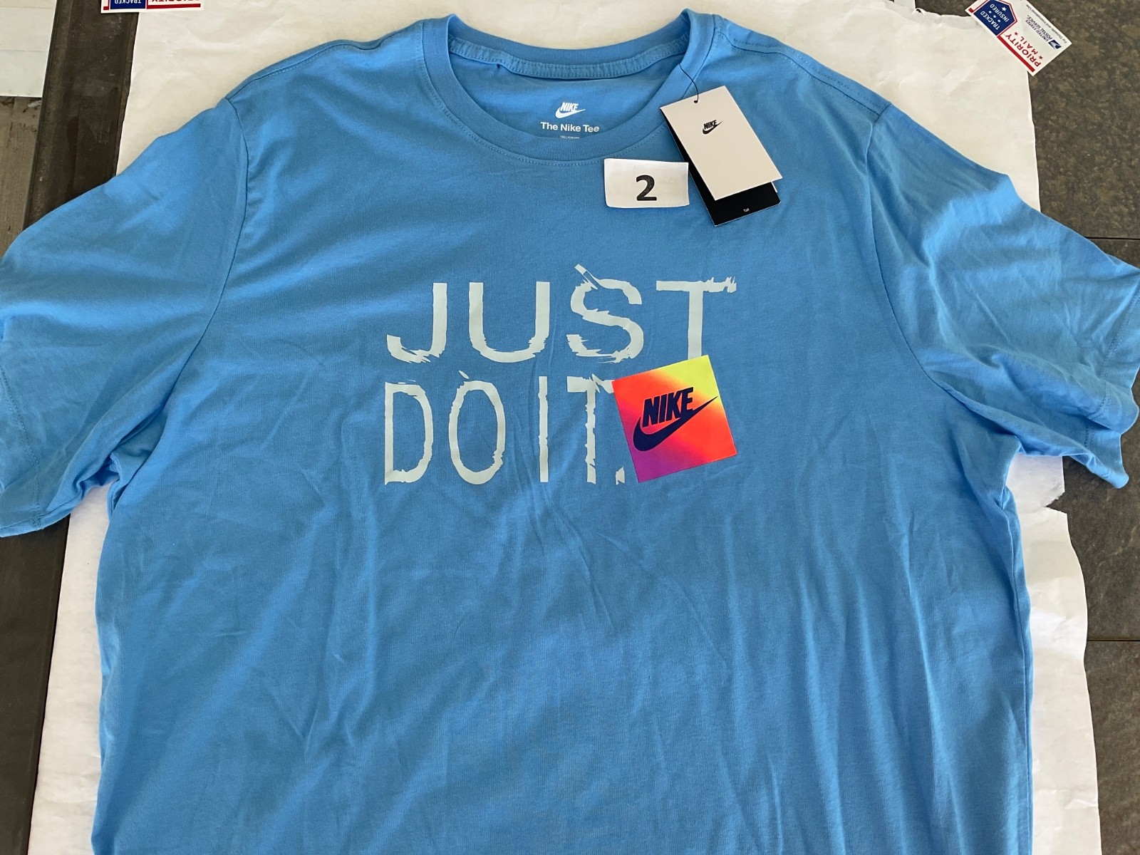 Nike Tee Shirt Short Sleeve Blue Bright Green Sportswear New 100% Cotton gallery
