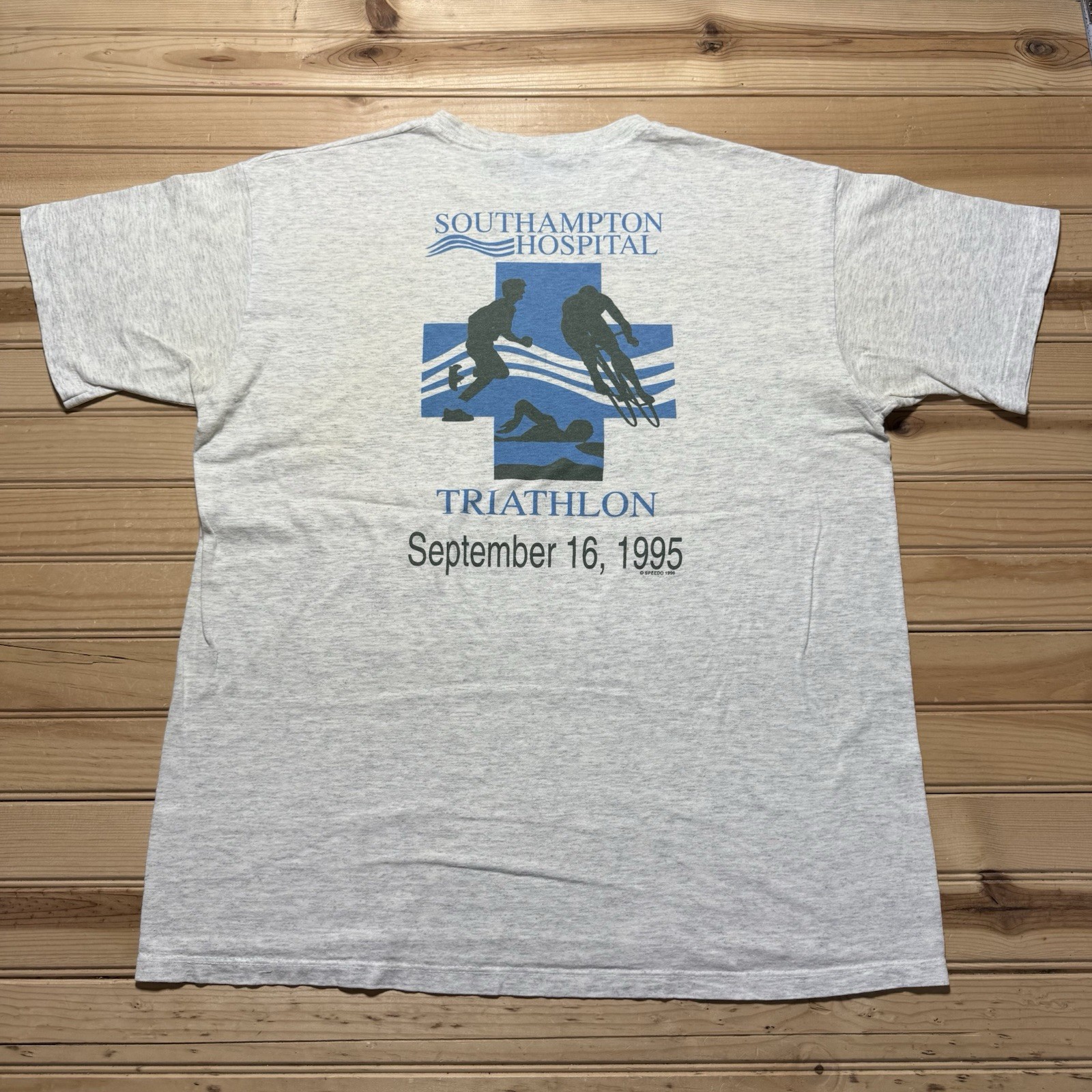 Vintage 90s 1995 South Hampton Triathlon Run Bike Swim Race Shirt Size XL