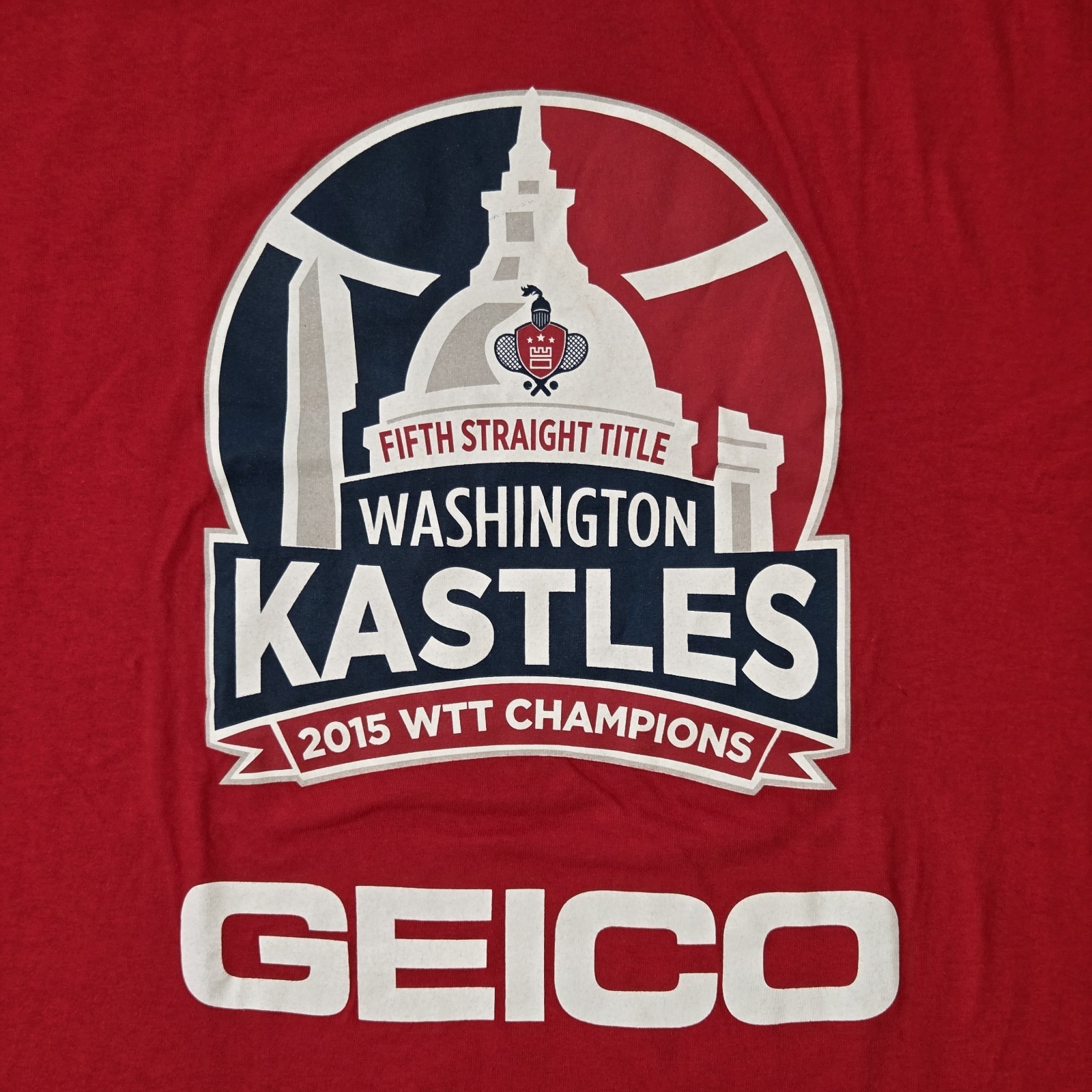 Washington Kastles WTT World Team Tennis Fifth Straight Champions T Shirt XL Red