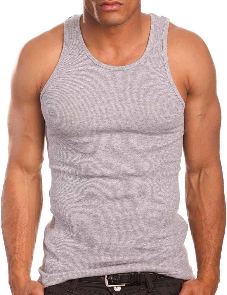 Hangout Mens A-Shirts Black Grey White Undershirt Breathable 12 Pack Size L gallery
