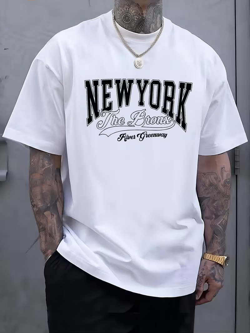 Mens New York Letter Print T Shirt Casual Short Sleeve Crew Neck Summer Tee Top gallery