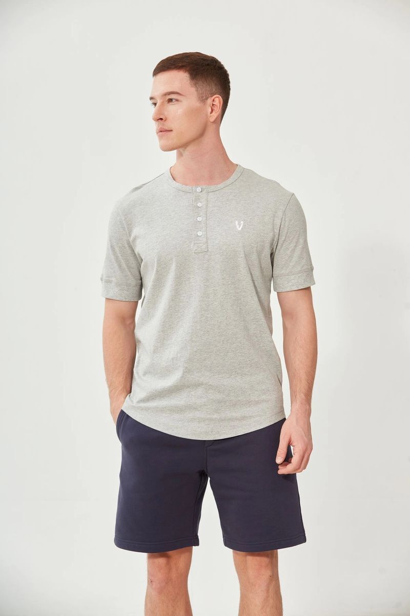 VarietyAthletics Mens Soft Pima Cotton Elastic Sleeve Cuff Henley T-Shirt gallery