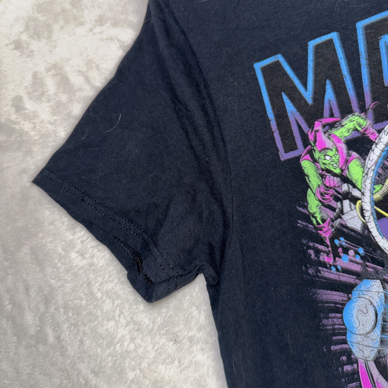 Mens Marvel Characters T-Shirt 100% Cotton Size M Black Neon Graphics gallery