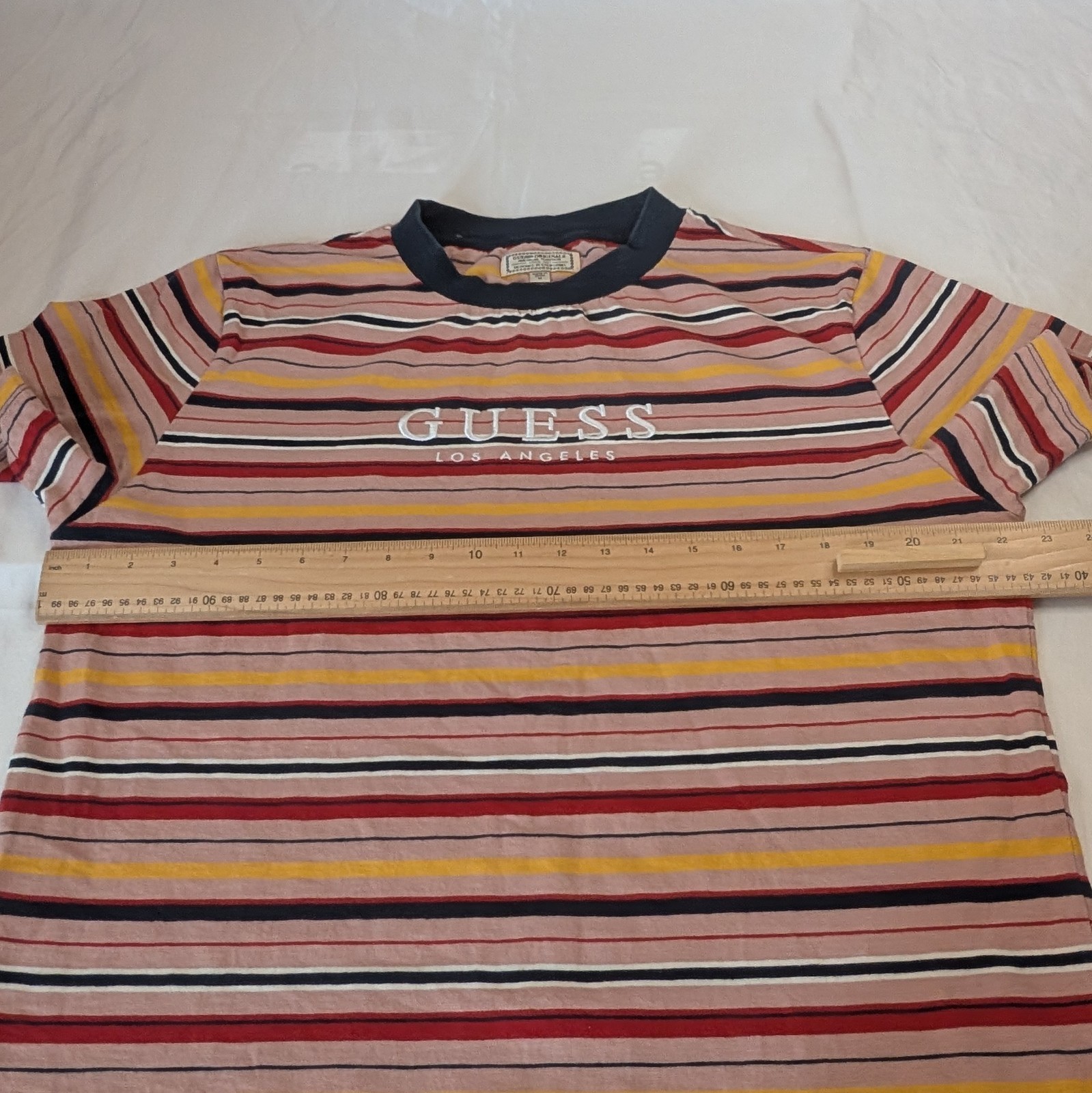 Guess Originals T Shirt Men's M Striped Logo Crew Neck Multicolour gallery