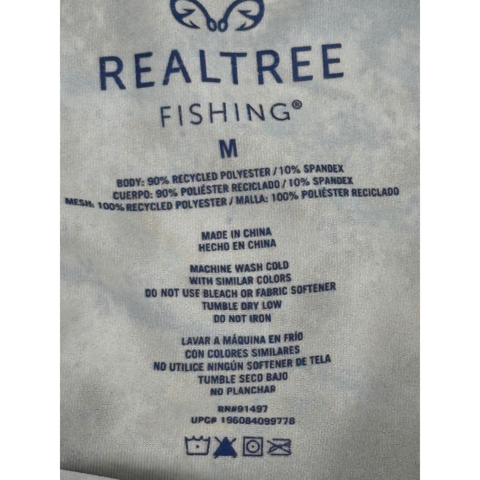Realtree Fishing Mens Blue Abstract Camo Performance Mesh Side Shirt Sz M gallery