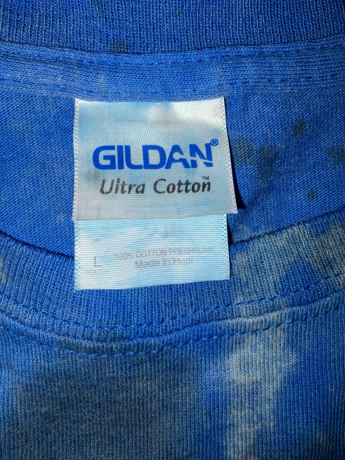 Gildan Ultra Cotton Blue Tie-Dye T-Shirt Size Large gallery