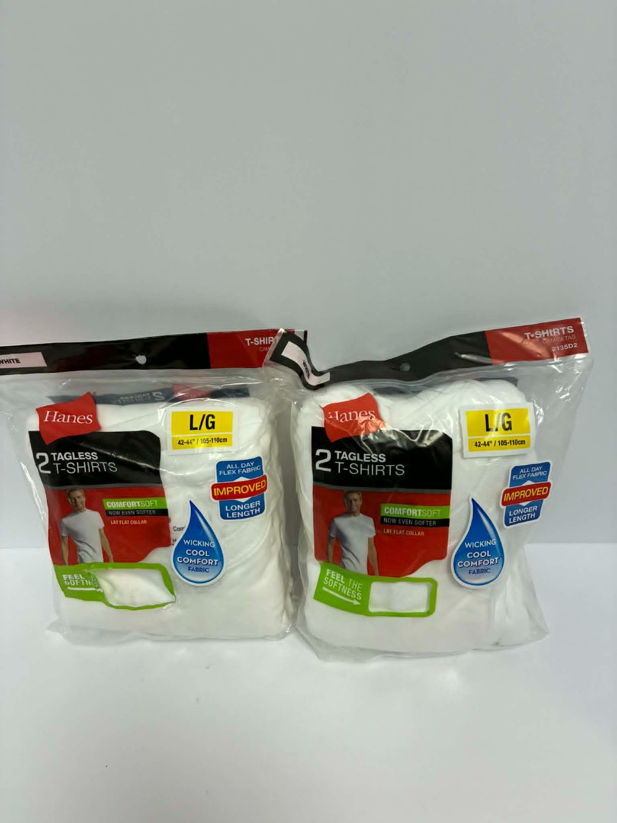 Hanes Tagless T-Shirts 4 White Size L ComfortSoft Crew Neck Undershirts Mens