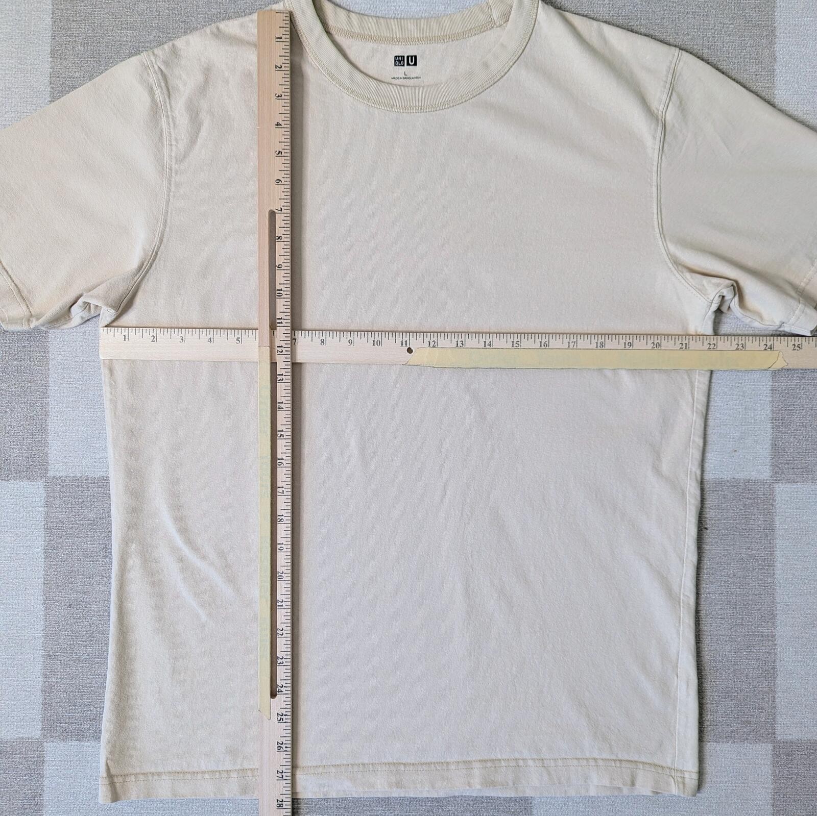 Uniqlo U Minimalist Beige Thick Cotton Crew Neck T-Shirt Size L gallery