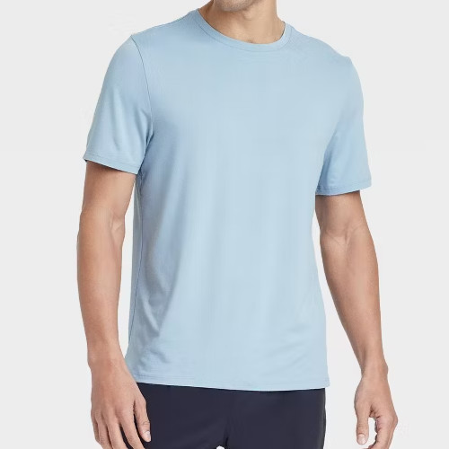 CALVIN KLEIN Arctic Ice Blue Crew Neck Short Sleeve Liquid Touch T-Shirt Large