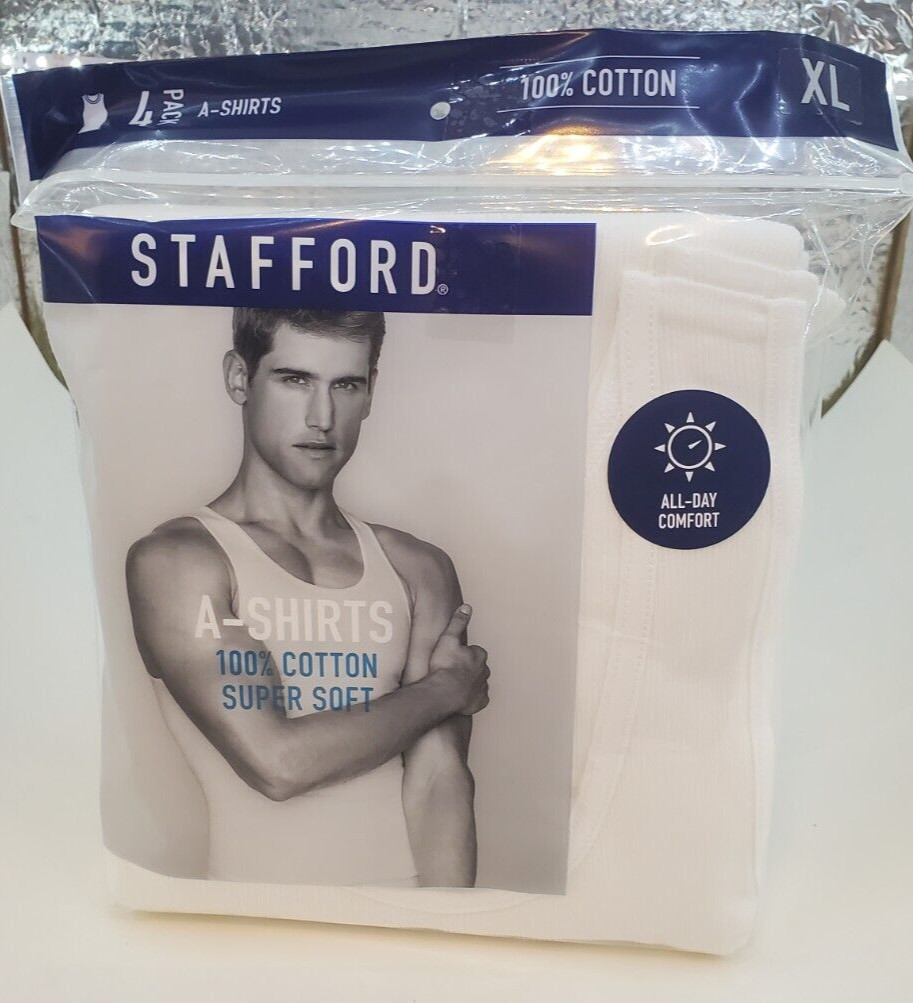 Stafford Super Soft 100% Cotton A-Shirts Ribbed Tank Top 4 Pack XLarge gallery