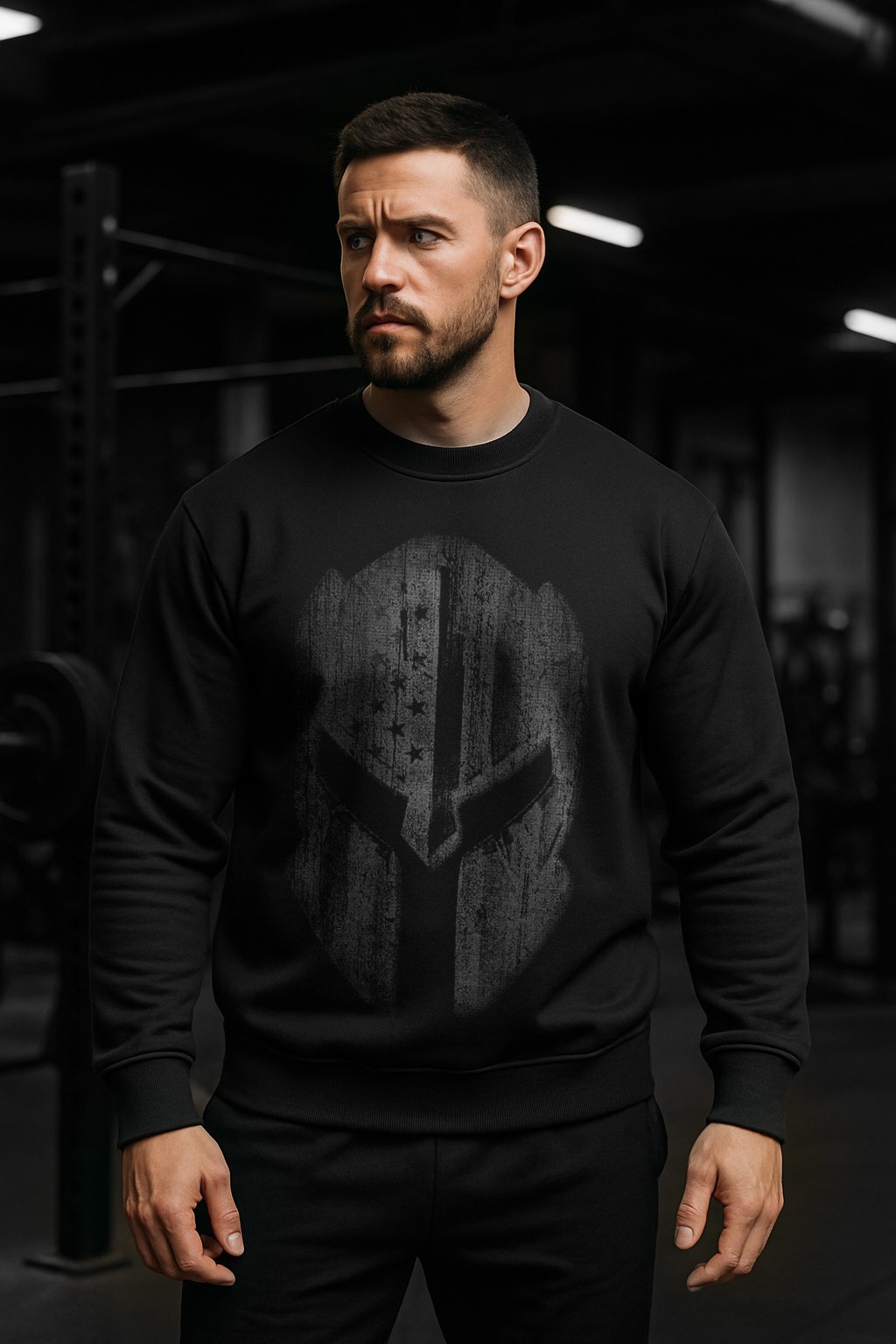 American Flag Spartan Helmet Sweatshirt | Patriotic Warrior Crewneck gallery