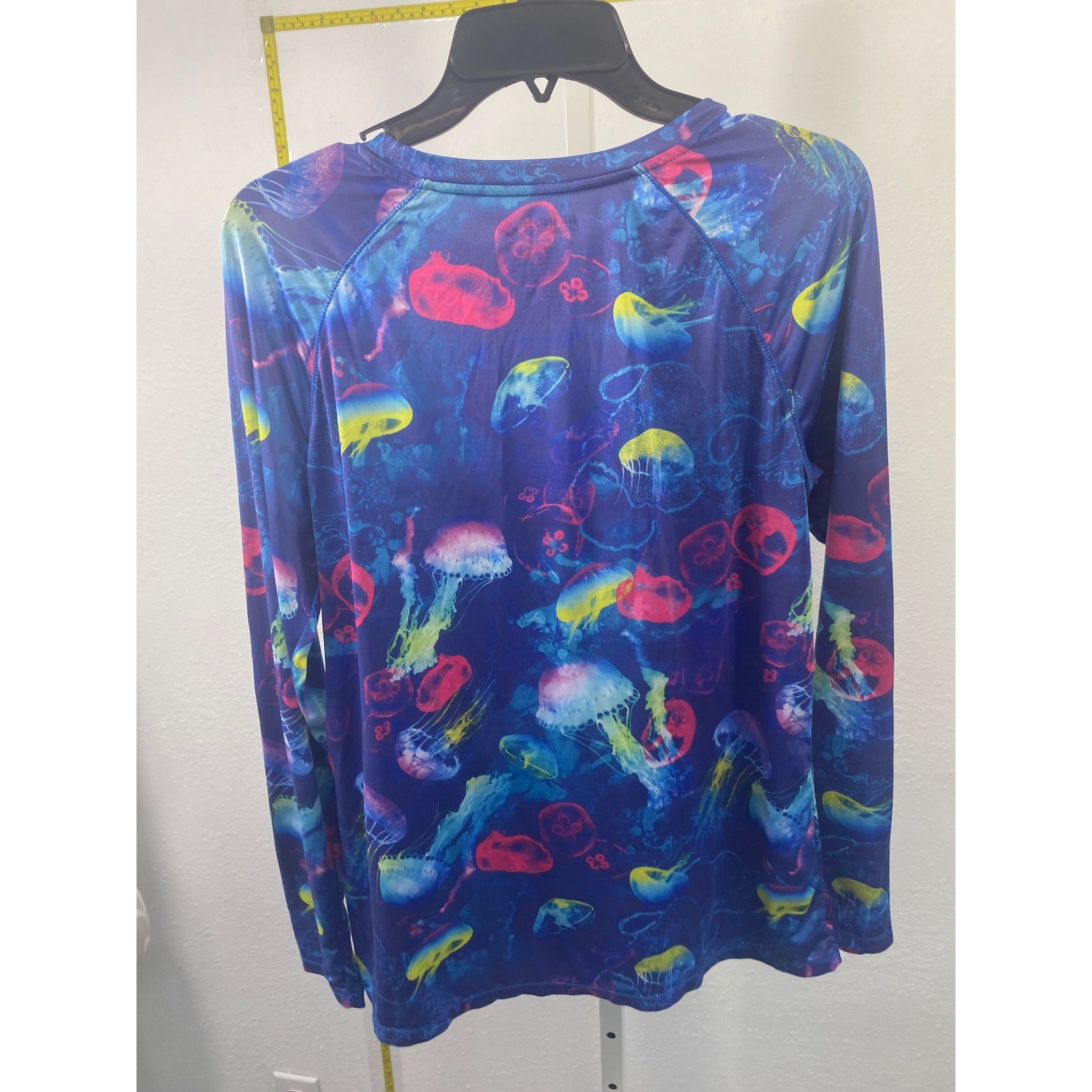 Reel Legends Keep-It-Cool Jellyfish Print Performance Shirt Mens Medium Blue L/S gallery