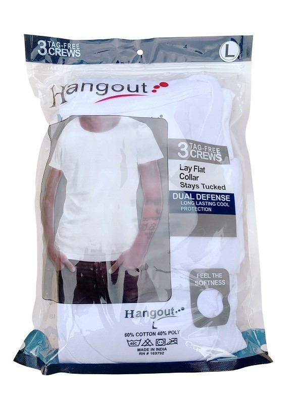 6-Pack Men's White Cotton Crew Neck T-Shirts “Tagless ~ ~Lay Flat Collar” gallery