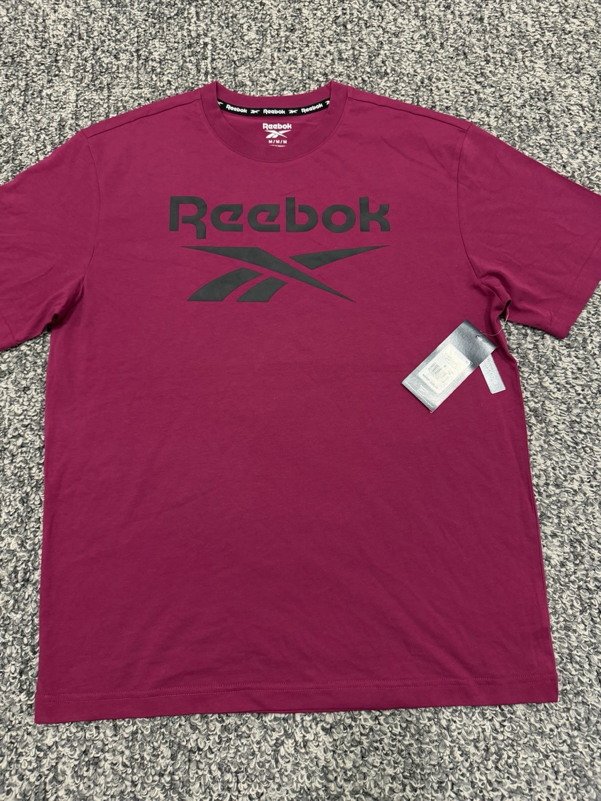 Reebok Mens Identity 100% Cotton Tee Shirt - Very Berry - Medium -Brand NWT! gallery