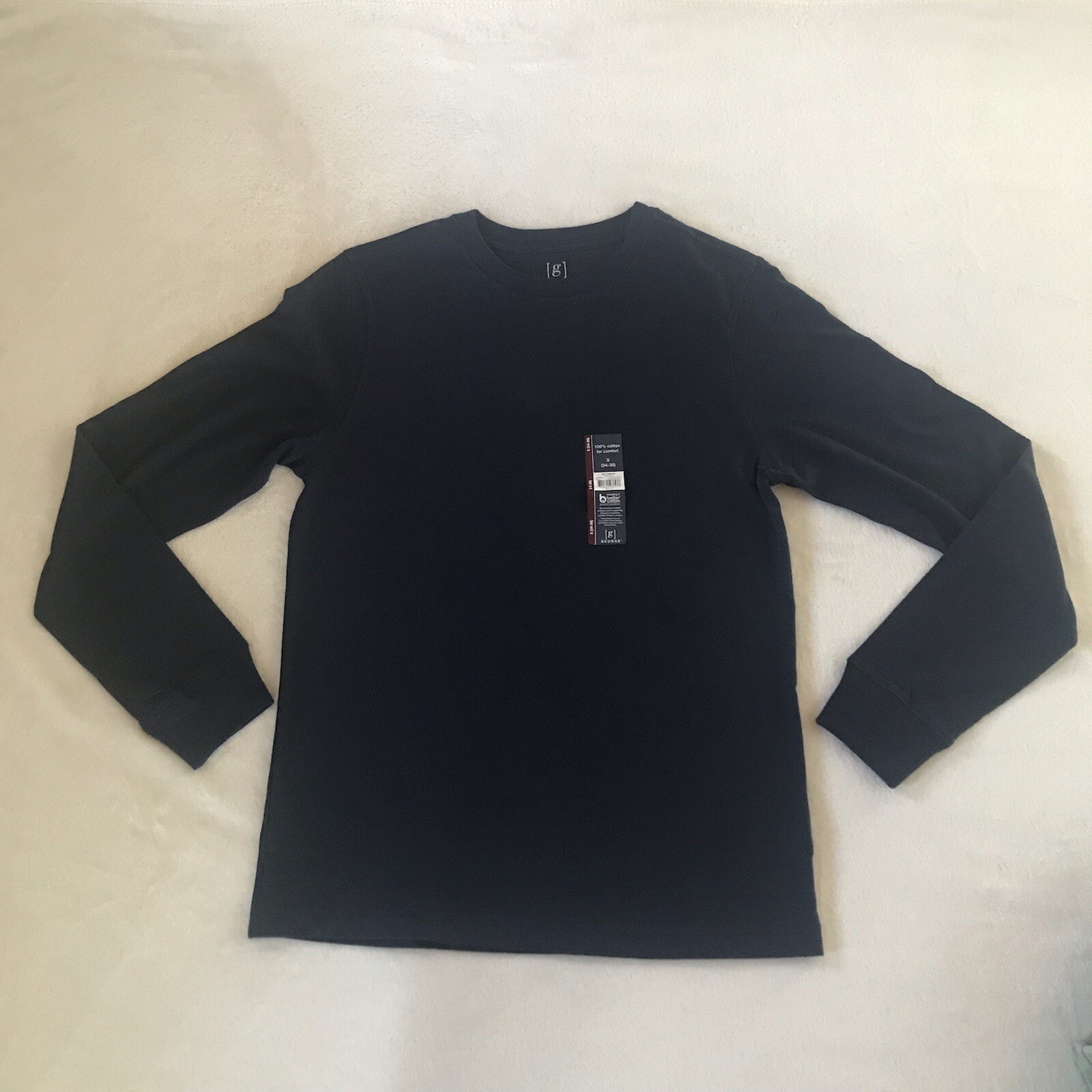 George Men's Long Sleeve Navy Blue Stretch T-Shirt Size S (34-36) Chest 36" NWT gallery