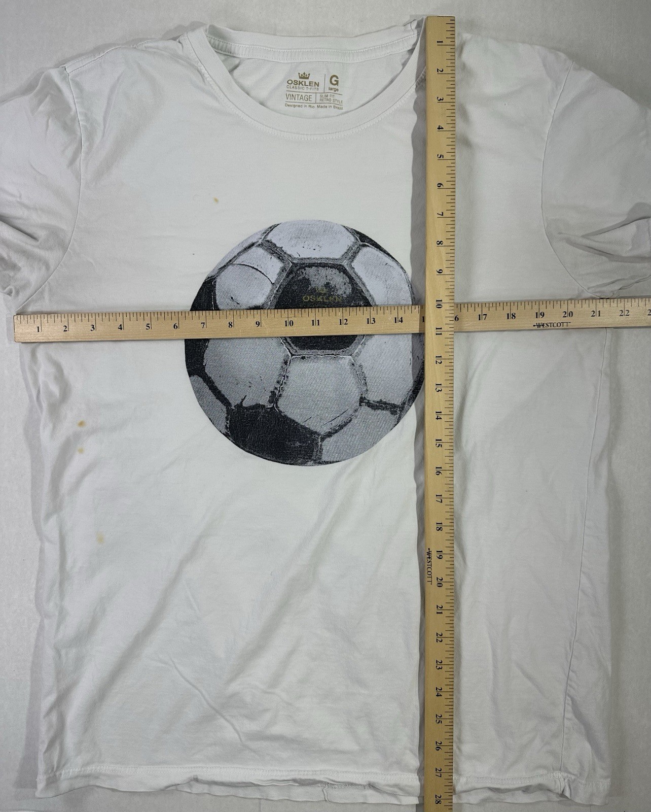 Osklen Vintage Soccer Ball Graphic T-Shirt White Slim Fit Rio Brazil Size Large gallery
