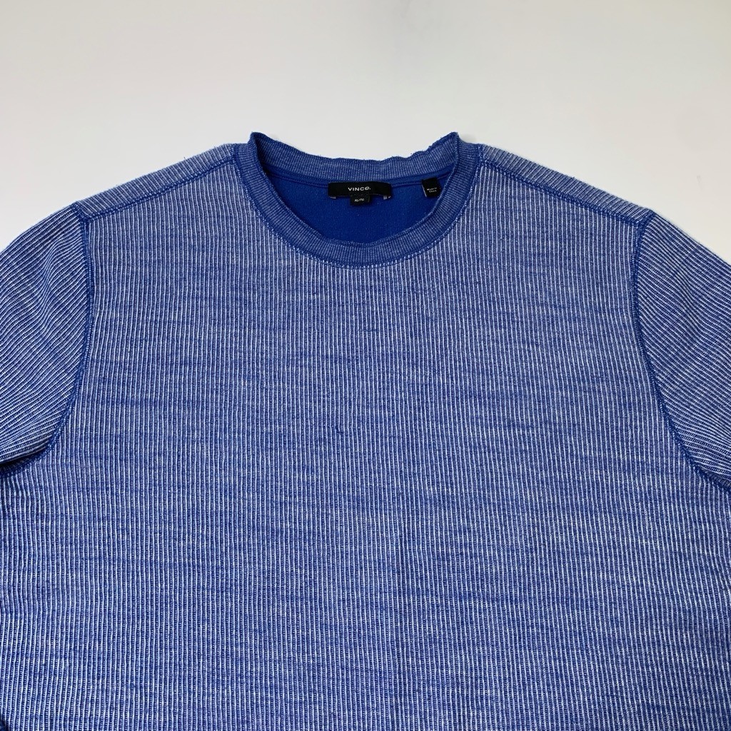 Vince Shirt Mens XL Extra Large Blue Cotton Blend Thermal Long Sleeve Crew Neck gallery