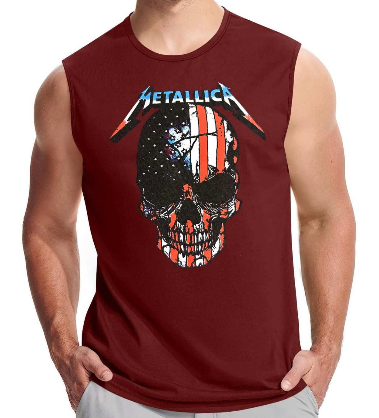 METALLICA AMERICAN SKULL PUNK ROCK Band Muscle Shirt (multiple colors) gallery