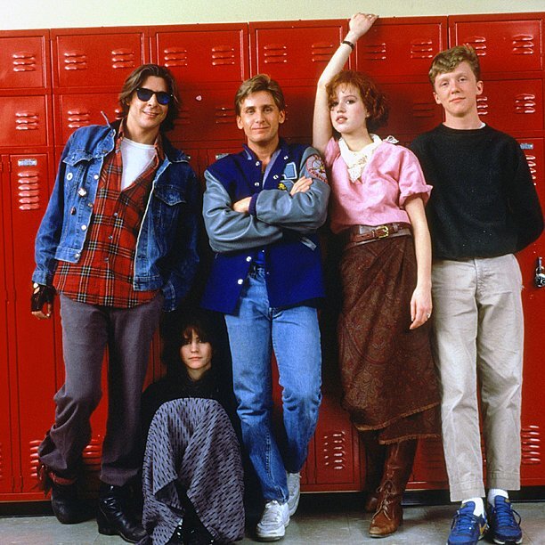 The Breakfast Club 1985 Movie Blue Ink Box Group Headshot Men's T Shirt gallery