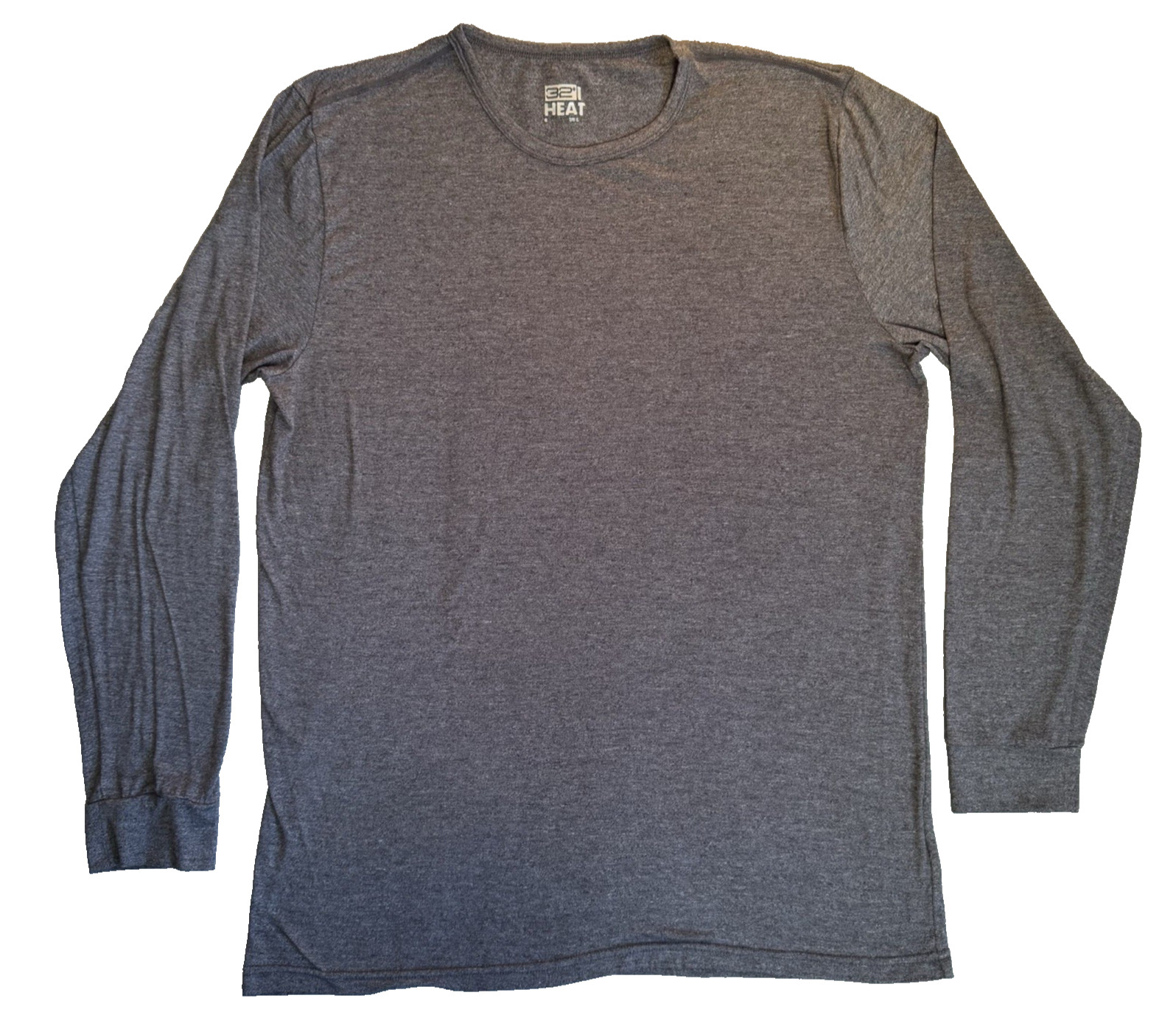 32 Degrees Heat Men L Shirt Gray Long Sleeve Crew Neck Stretch Thermal Base Tee
