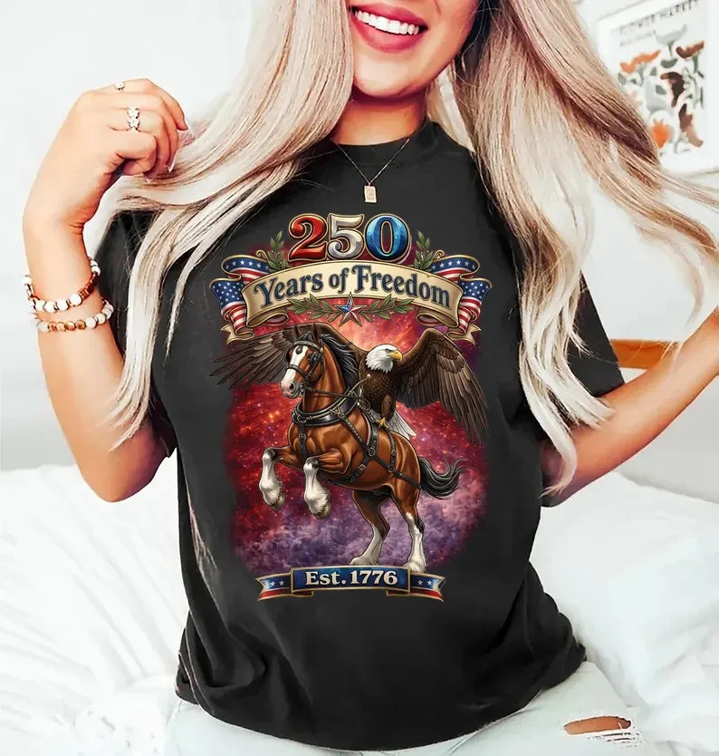 250 Years Freedom Shirt, Patriotic Eagle Shirt, Western Horse Tee, 1776 2026 shi