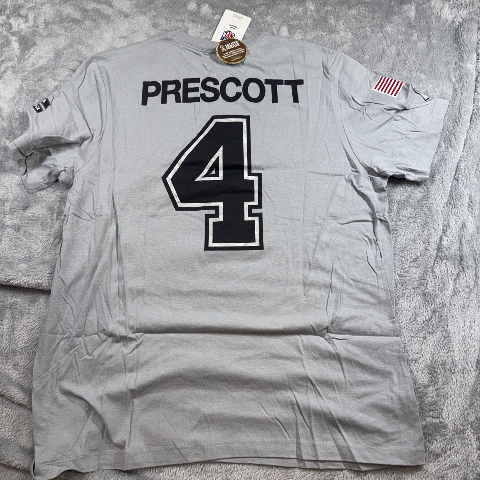 Nike Dallas Cowboys Dak Prescott Mens XL Grey Salute to Service T-Shirt gallery