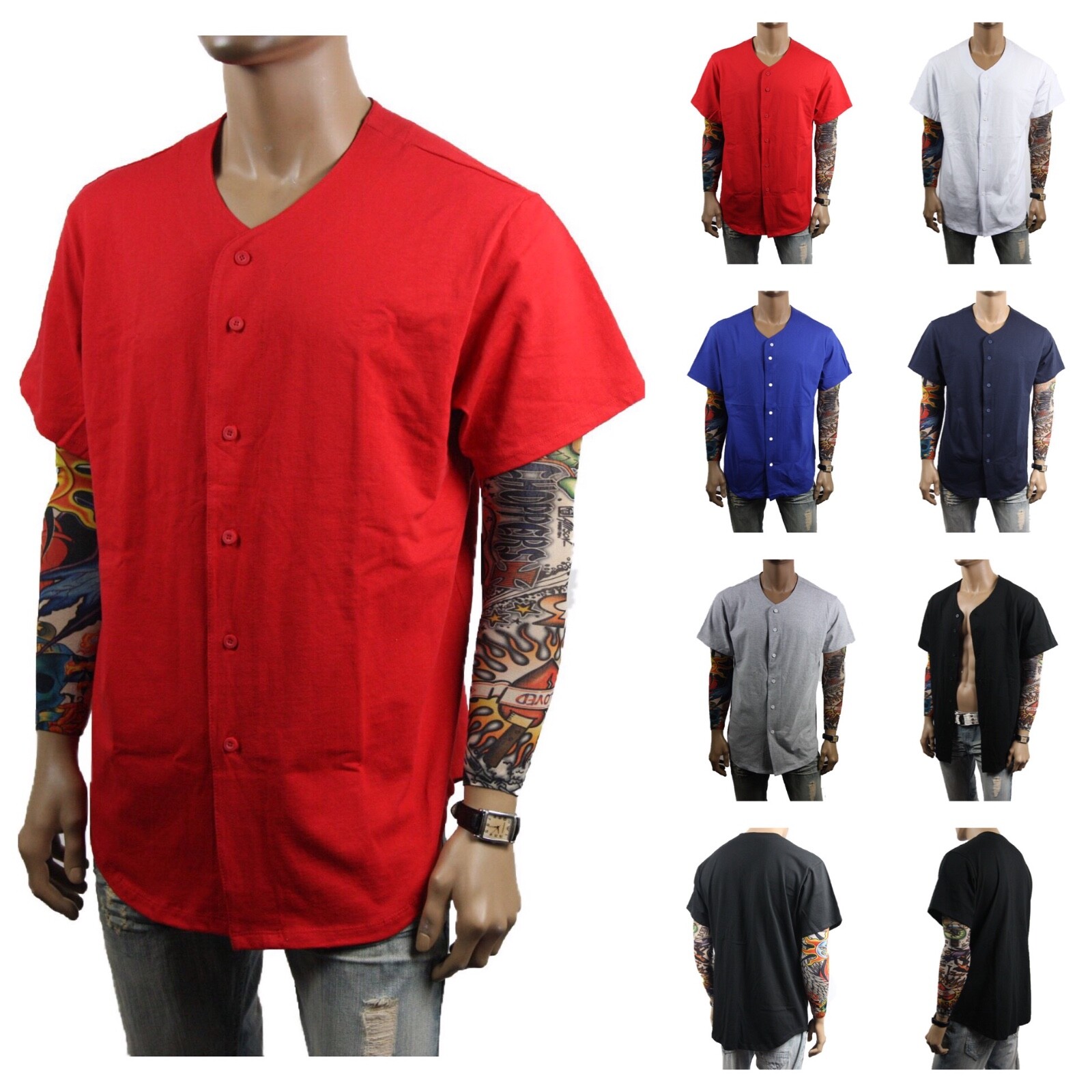 Men Baseball T-Shirt Cotton Jersey Plain Solid Sports Team Raglan Tee S-3XL gallery