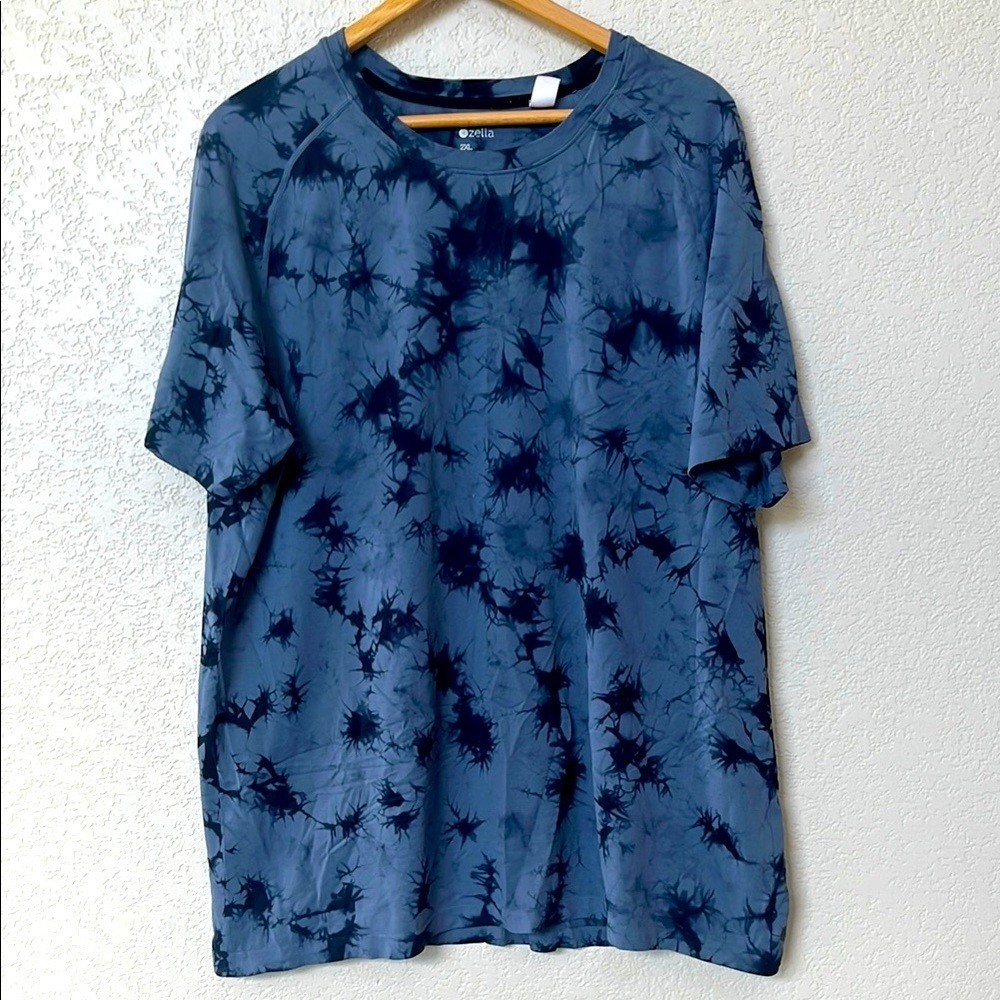 Zella Men’s Athletic Short Sleeve T Shirt Tie Dye Blue Size XXL gallery