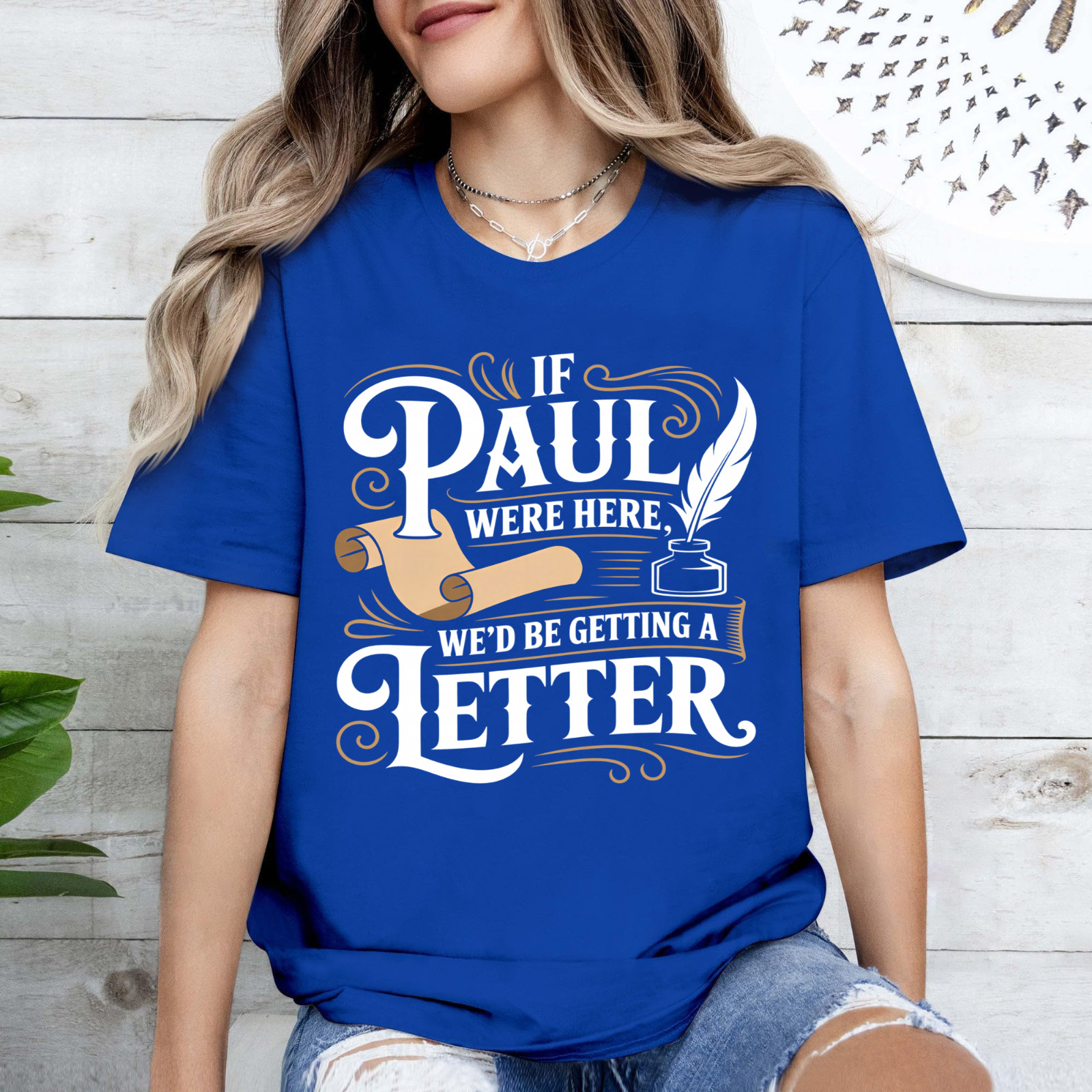 Mens If Paul was Here We'd Get a Letter Funny Christian Performance T-Shirt gallery