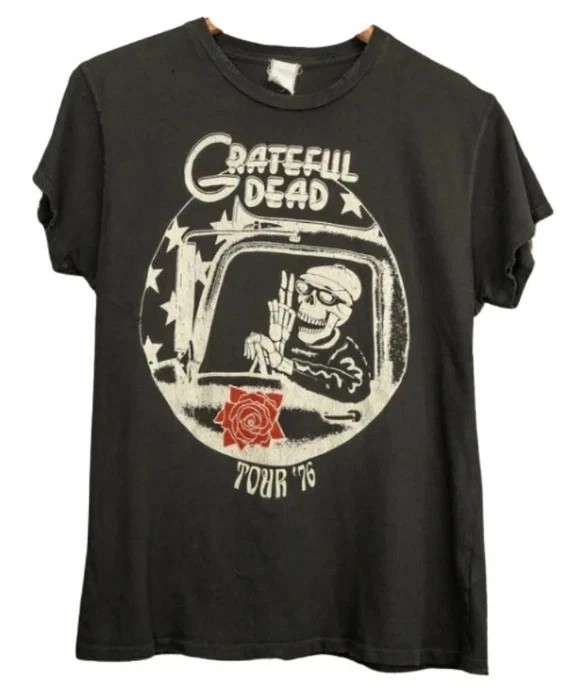Vintage style Grateful Dead Tour 76 short sleeve black classic shirt S-5XL