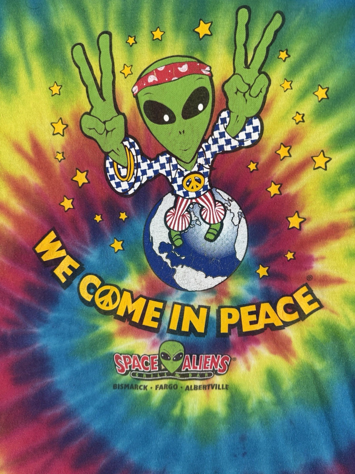 Hippie Shirt Mens 2XL 60s 70s Peace Space Aliens Bar And Grill Colorful Bohemian gallery
