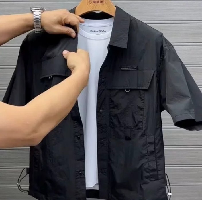 Summer New Outdoor Multi Pocket Quick Drying Short Sleeved Shirt gallery
