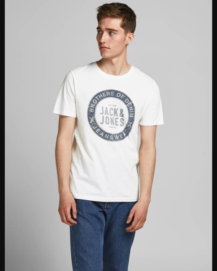 JACK AND JONES Logo Crew Neck T-Shirt X-Large, CLOUD DANCER