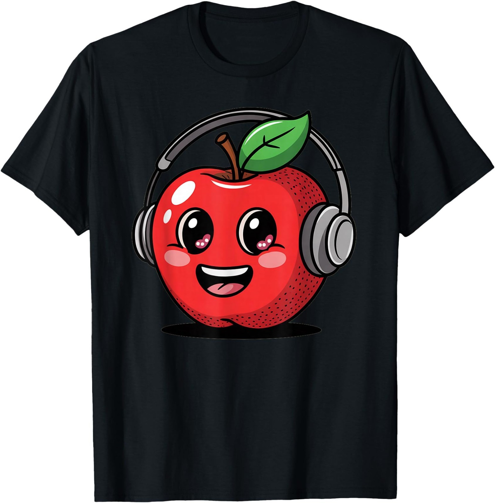 Cool Red Apple with Headphones T-Shirt