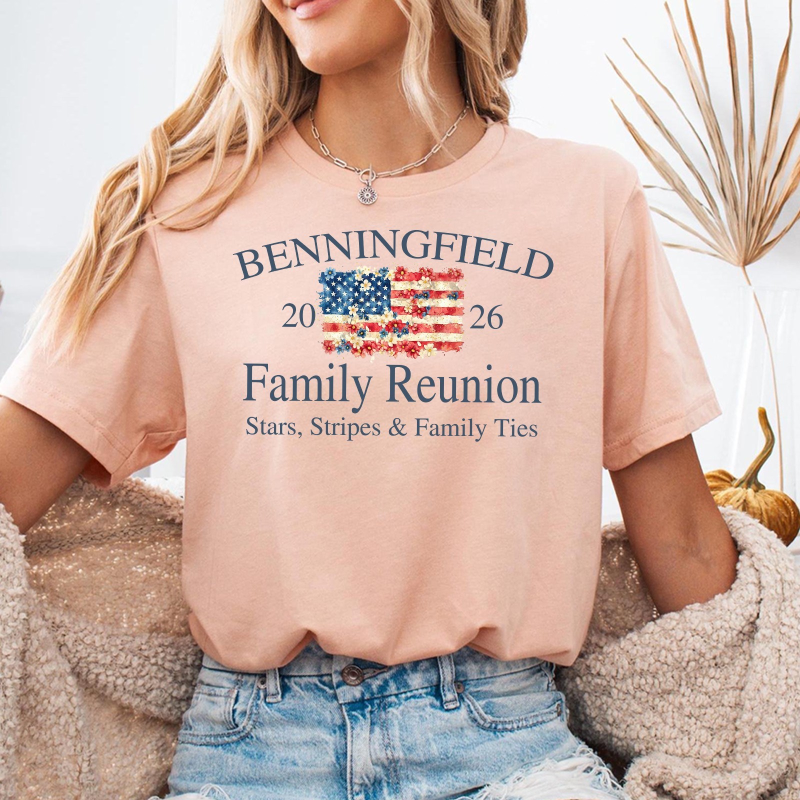 Personalized Family Reunion Shirt Custom Name July 4th Patriotic USA Flag Tee gallery