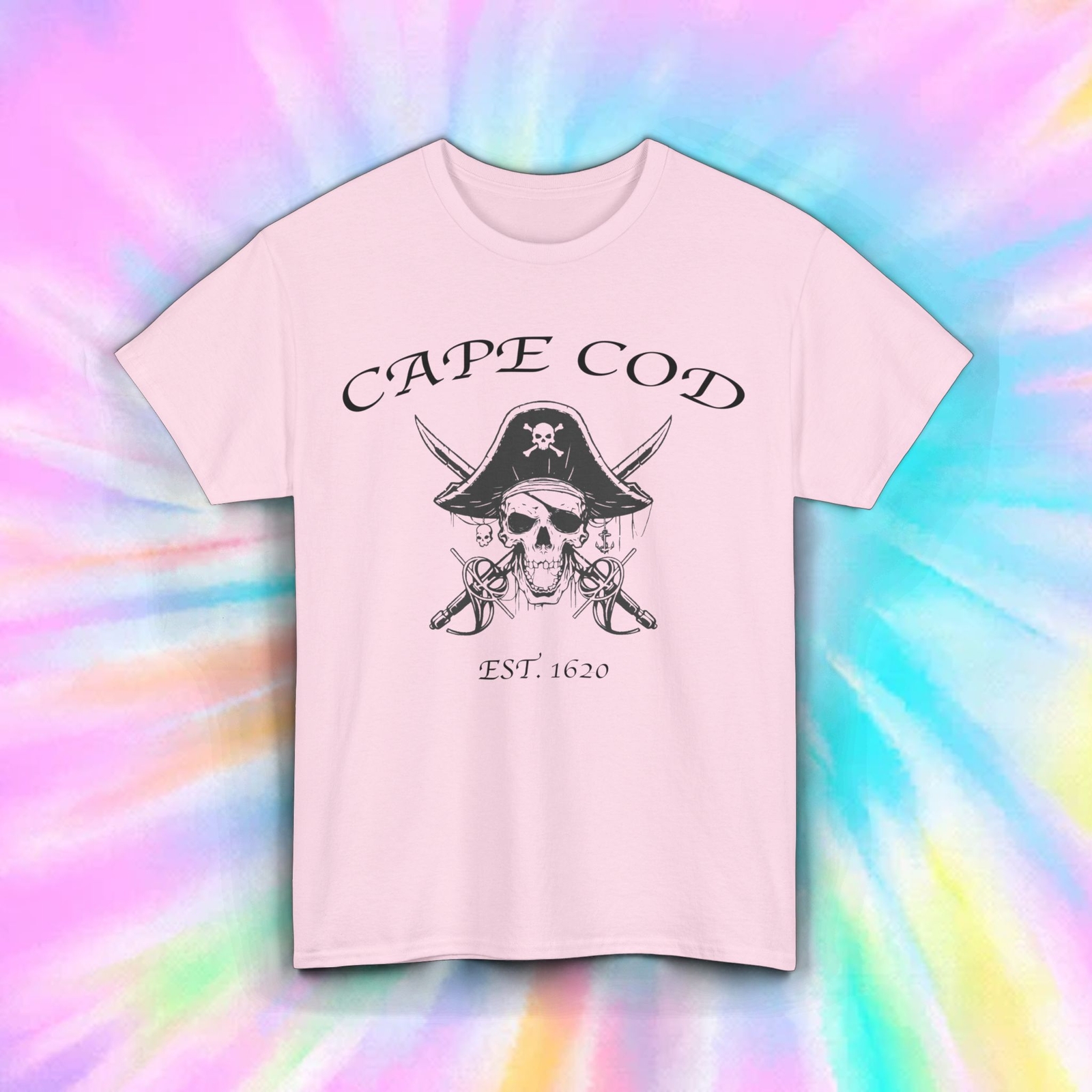 Cape Cod Pirate Skull T-Shirt | Est. 1620 Graphic | Nautical Tee S-5XL