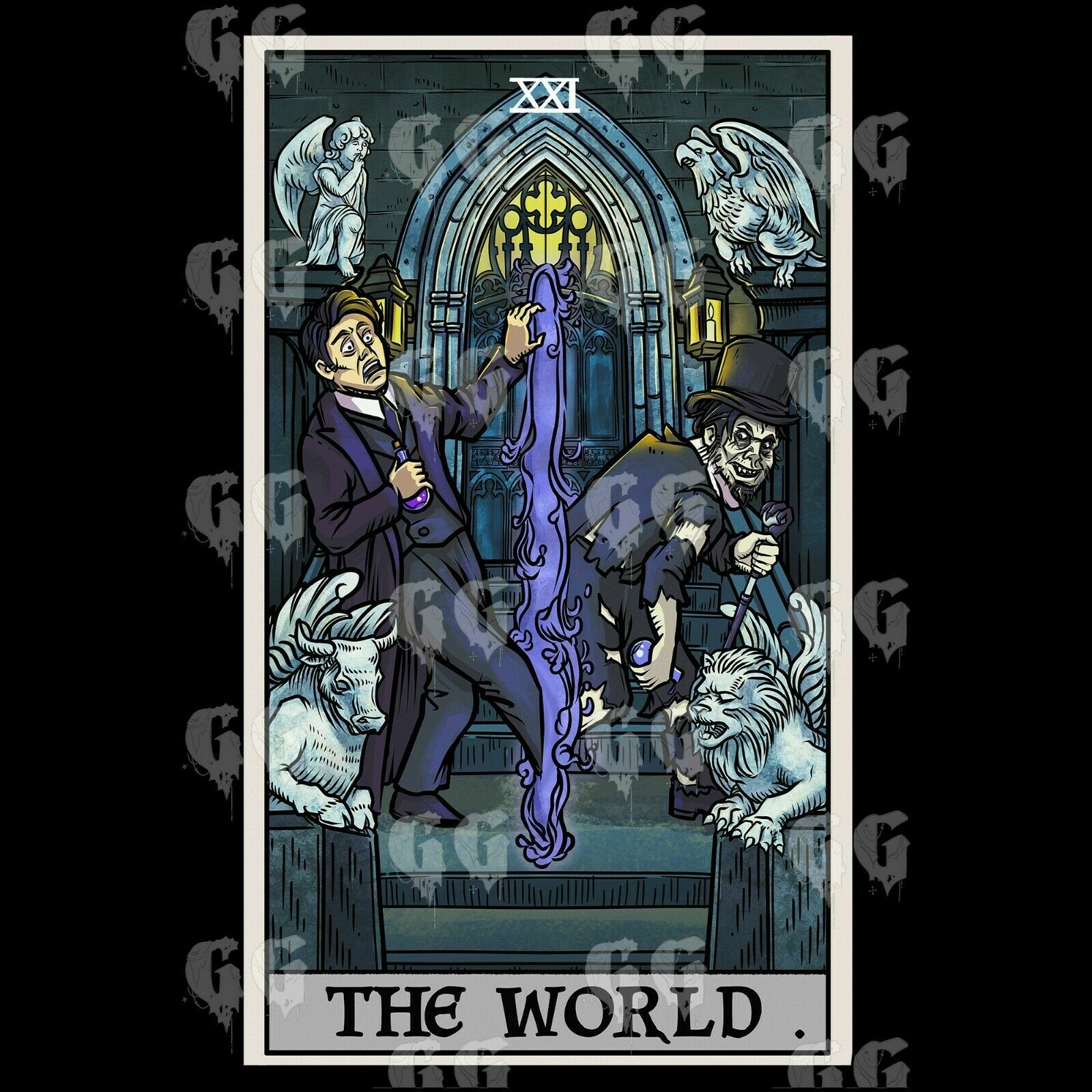 The World Tarot Card Raglan Gothic Jekyll And Hyde Halloween Baseball T-Shirt gallery