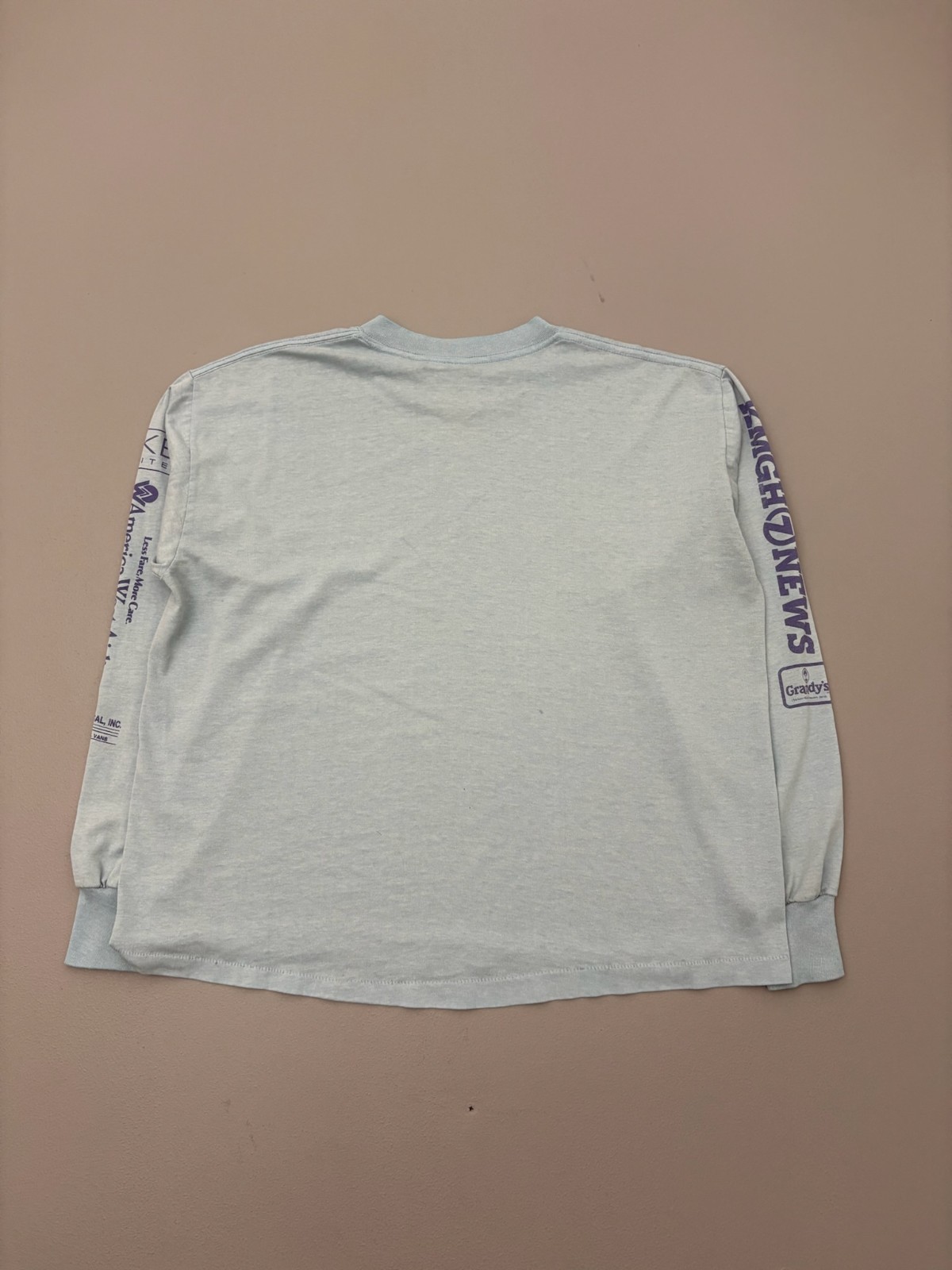 Vintage 90s HEF-T Run For The Zoo Long Sleeve T-Shirt M Blue Polycotton gallery