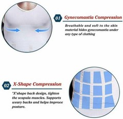 Mens Slimming Body Shaper Posture Corrector Vest Top T-Shirt Abdomen Compression