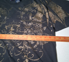 Vintage Y2K Bugle Boy Shirt Men Medium Gold Dragon Skeleton Distressed Destroyed