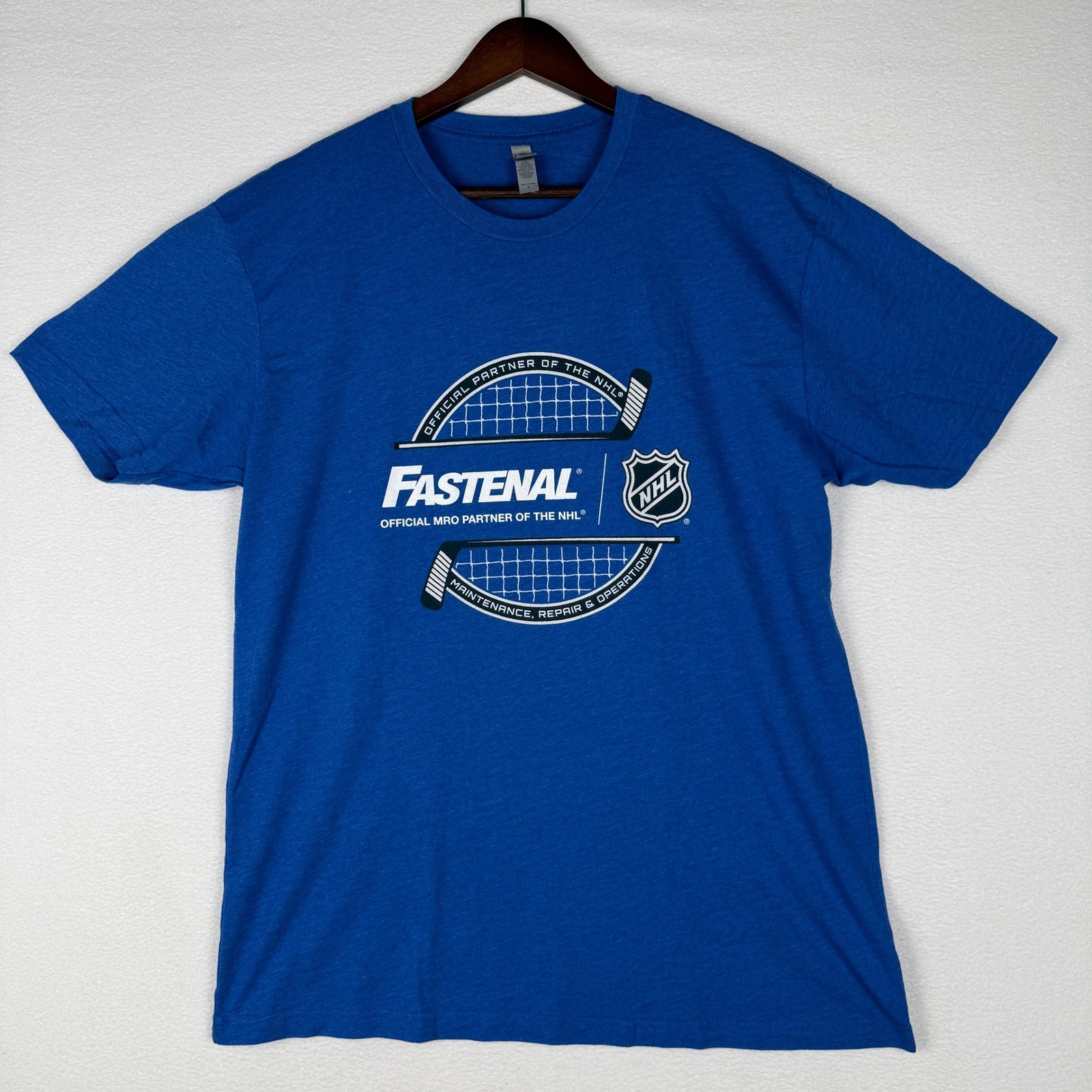 NHL Fastenal Official Partner T-Shirt Mens L Blue All Teams Graphic Tee gallery