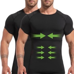 Mens Compression Undershirt Slimming Body Shaper Tummy Control Back Support