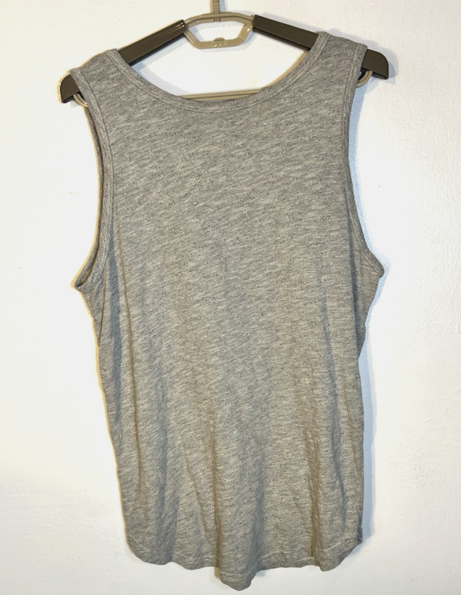 GoodLife Men's Medium Grey Tri-Blend Scoop Neck Curve Hem USA Made Tank Top gallery