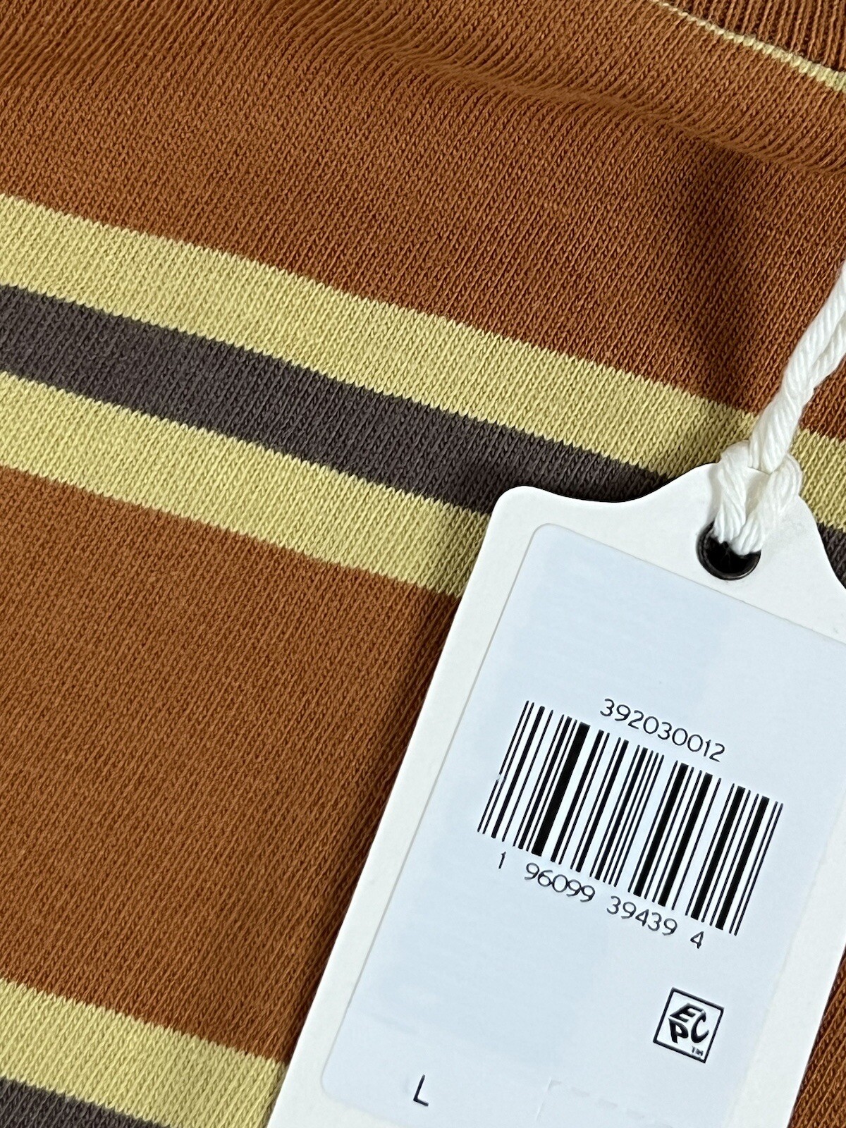 LEVIS VINTAGE CLOTHING LVC 1940’S SPLIT HEM T-SHIRT STRIPE BROWN/YELLOW L NWT gallery