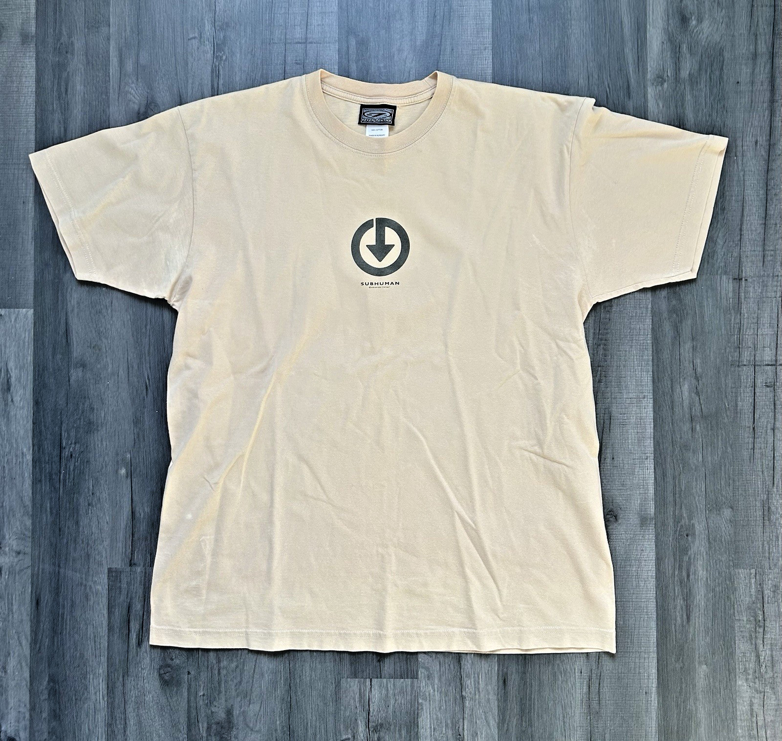 Vintage 90s Seven Tenths Divewear T Shirt Large Beige Scuba ‘Subhuman’ Tee Rare