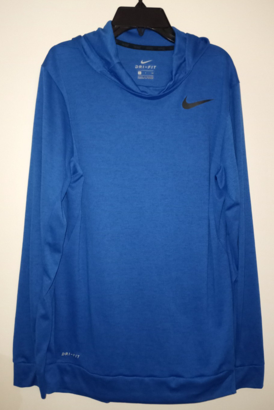 😃 Nike Dri-Fit BEAUTIFUL BLUE T-Shirt Hoodie NO POCKETS Mens S Small NWOT NEW