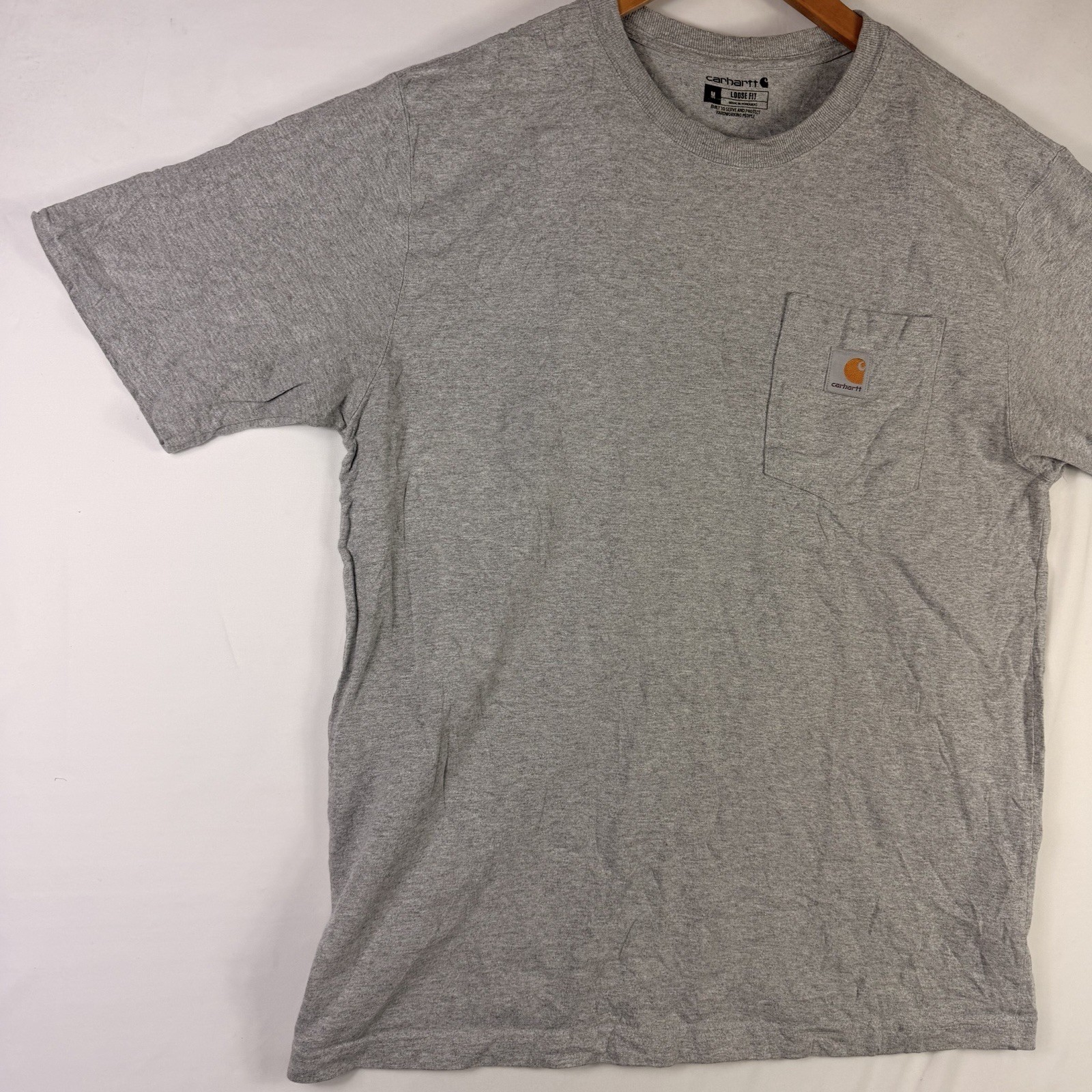 Carhartt T-Shirt Men's Medium Loose Fit Gray Short Sleeve Pocket Tee 100% Cotton gallery